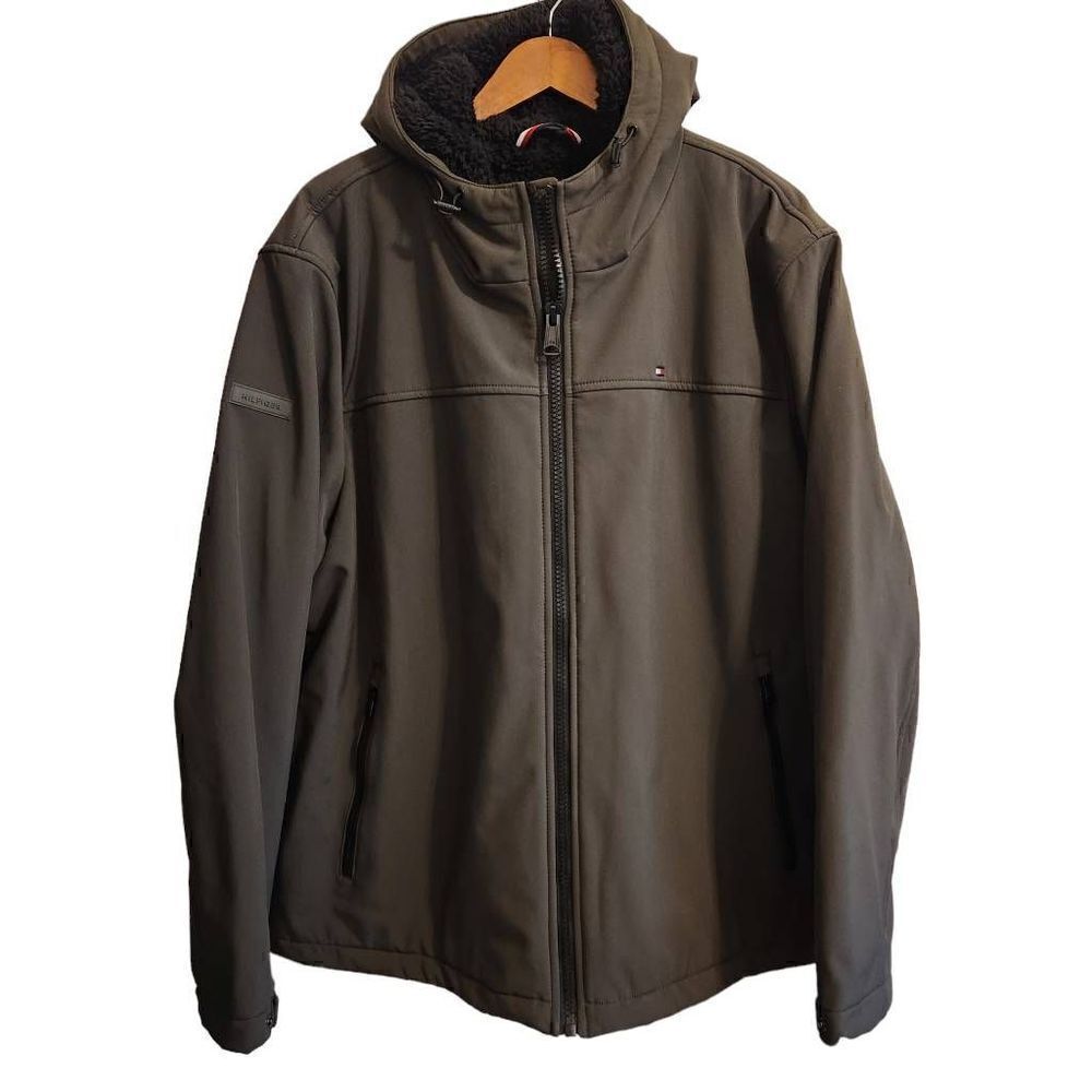 Tommy‎ Hilfiger Jacket XXL Mens Softshell Sherpa Lined Olive Green
